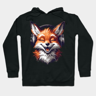 Funny Smiling musical fox wearing headphones Hoodie